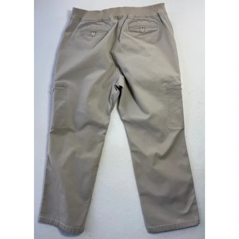 LL Bean Cargo Pants Womens 14 PET Khaki Classic Fit Elastic Waist 282466 Utility